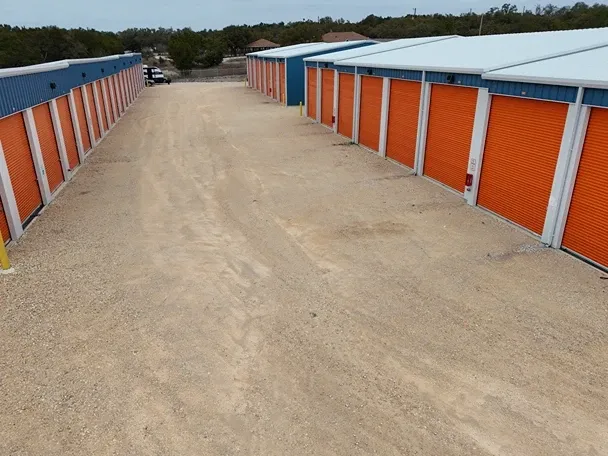 Drive up units with wide aisles at Overflow Garage