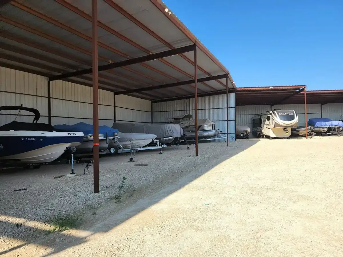 Covered boat and RV storage at Overflow Garage