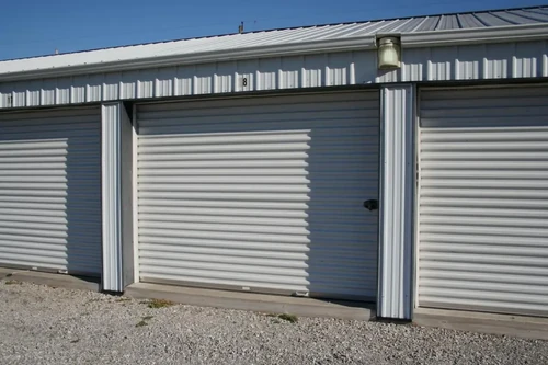 A wide shot of a drive-up 10x30 storage unit.